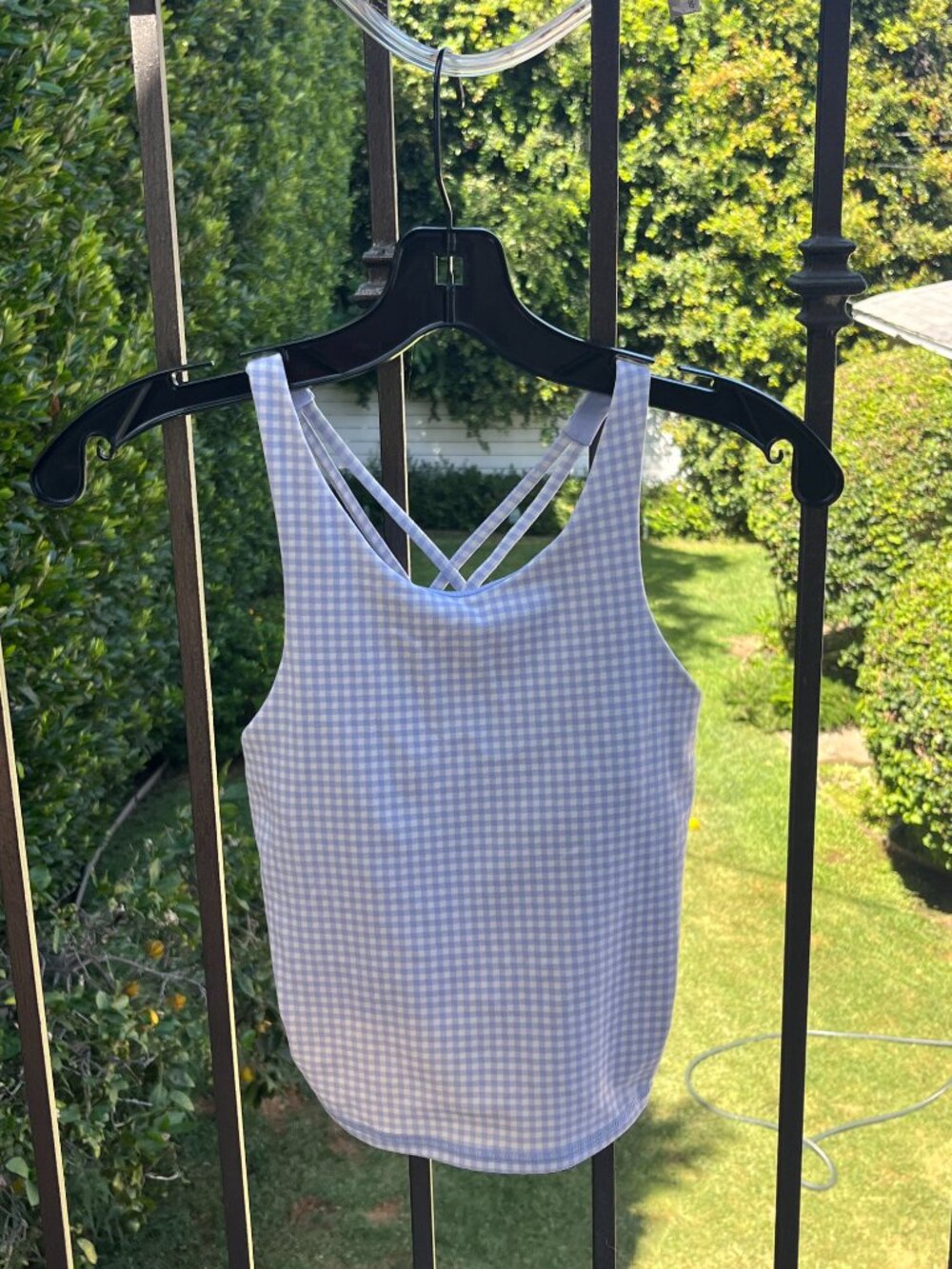Blue and White Gingham Athletic Top